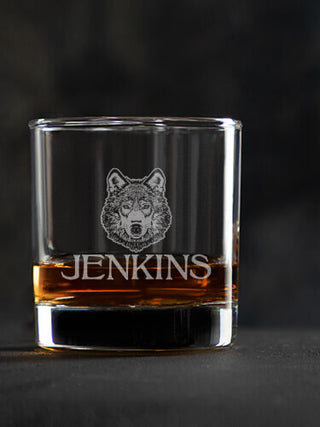 Wolf : Rocks Glasses - Engraved