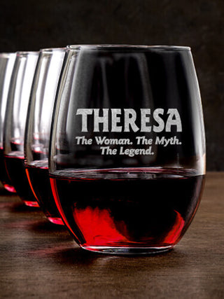 Woman Myth Legend : Stemless Wine Glasses - Engraved
