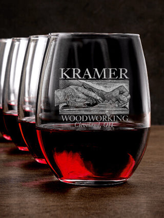 Woodworking : Stemless Wine Glasses - Engraved