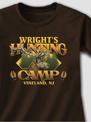 Elk Hunting Camp : Adult Ladies Fitted T-Shirt