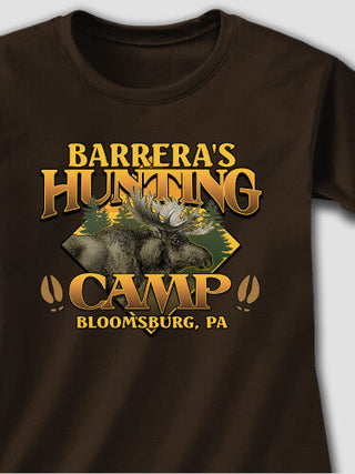 Moose Hunting Camp : Adult Ladies Fitted T-Shirt
