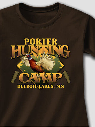 Pheasant Hunting Camp : Adult Ladies Fitted T-Shirt