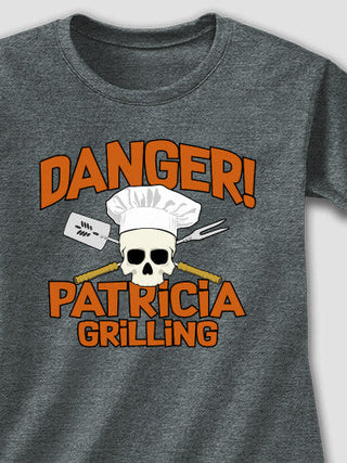 Danger Grilling : Adult Ladies Fitted T-Shirt