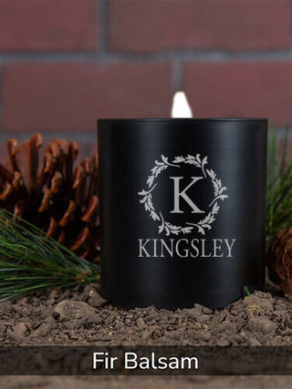 Wreath Monogram : 11oz. Engraved Scented Candles