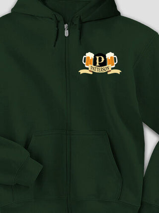 Beer Coat Of Arms : Embroidered Zip Hoodies