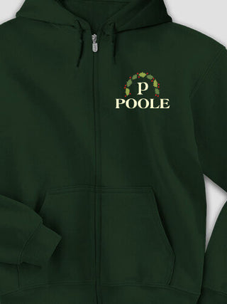 Christmas Monogram : Embroidered Zip Hoodies