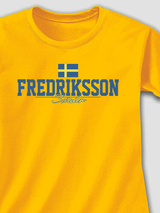 Sweden Flag : Adult Ladies Fitted T-Shirt