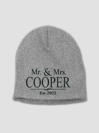 Mr and Mrs : Embroidered Beanies