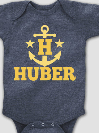 Nautical Monogram : Printed Baby Bodysuits