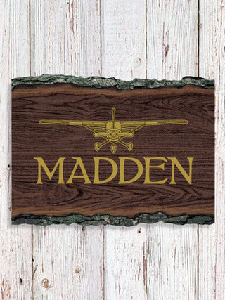 Airplane : Faux Sliced Log Plaque