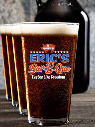 All American BBQ : Growler Pint Glass Gift Sets - Color Printed