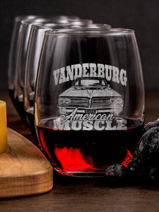 American Muscle Car : Cheese Board Wine Glass Gift Sets - Engraved