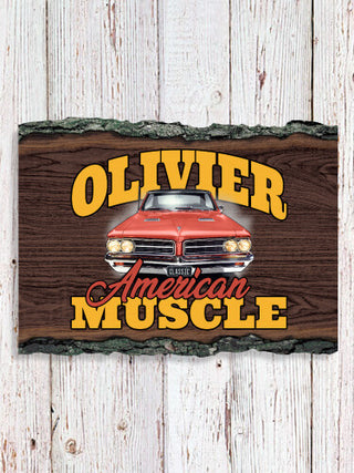 American Muscle Car : Faux Sliced Log Plaque