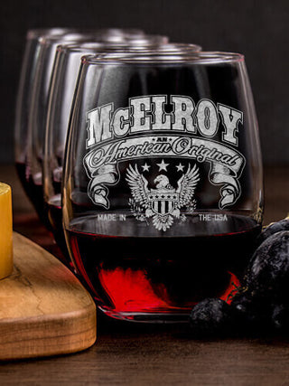 American Original : Cheese Board Wine Glass Gift Sets - Engraved
