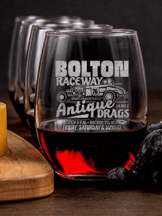 Antique Drag Race : Cheese Board Wine Glass Gift Sets - Engraved