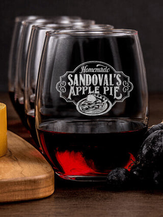 Apple Pie : Cheese Board Wine Glass Gift Sets - Engraved