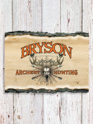 Archery Hunting : Faux Sliced Log Plaque