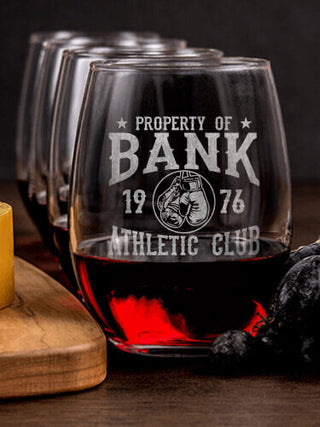 Athletic Club : Cheese Board Wine Glass Gift Sets - Engraved