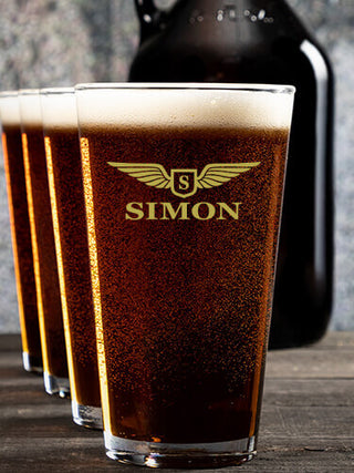 Aviation Monogram : Growler Pint Glass Gift Sets - Color Printed