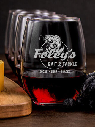 Bait and Tackle : Cheese Board Wine Glass Gift Sets - Engraved