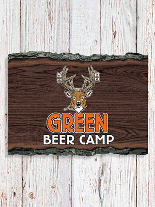 Beer Camp : Faux Sliced Log Plaque