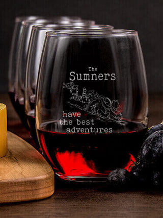 Best Adventures : Cheese Board Wine Glass Gift Sets - Engraved