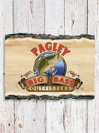 Big Bass Outfitters : Faux Sliced Log Plaque