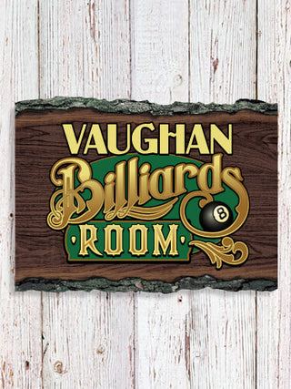 Billiards Room : Faux Sliced Log Plaque