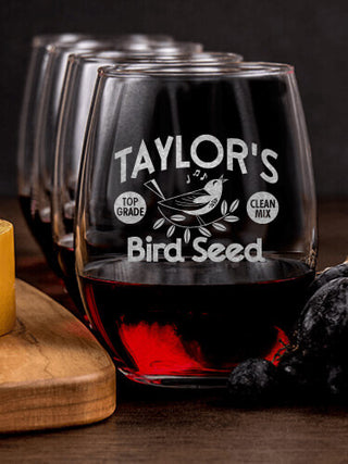 Bird Seed : Cheese Board Wine Glass Gift Sets - Engraved