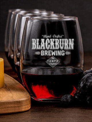 Brewing : Cheese Board Wine Glass Gift Sets - Engraved