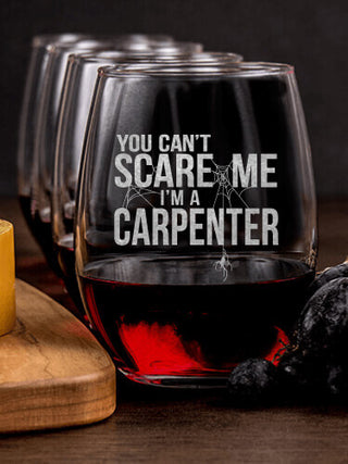 Can't Scare Me : Cheese Board Wine Glass Gift Sets - Engraved