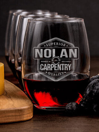 Carpentry : Cheese Board Wine Glass Gift Sets - Engraved
