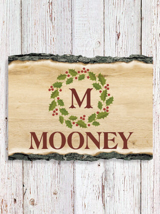 Christmas Monogram : Faux Sliced Log Plaque