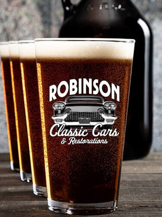 Classic Cars : Growler Pint Glass Gift Sets - Color Printed