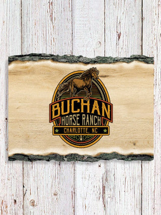 Classic Horse Ranch : Faux Sliced Log Plaque