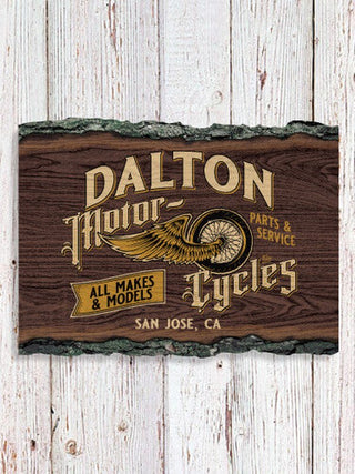 Classic Motorcycles : Faux Sliced Log Plaque