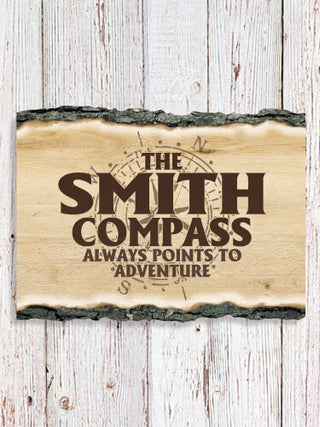 Compass : Faux Sliced Log Plaque
