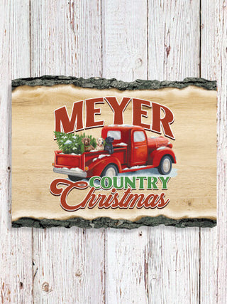 Country Christmas : Faux Sliced Log Plaque