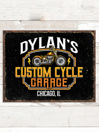 Custom Cycle Garage BP : Tin Signs