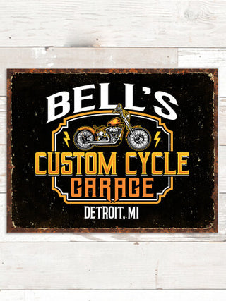 Custom Cycle Garage : Tin Signs