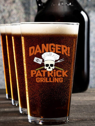 Danger Grilling : Growler Pint Glass Gift Sets - Color Printed