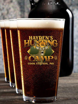 Deer Hunting Camp : Growler Pint Glass Gift Sets - Color Printed