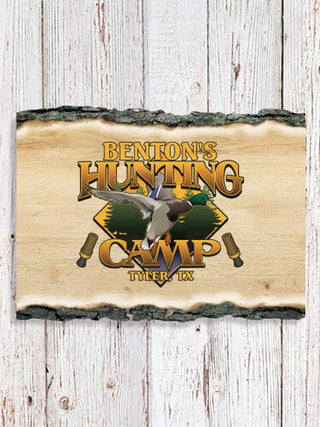 Duck Hunting Camp : Faux Sliced Log Plaque