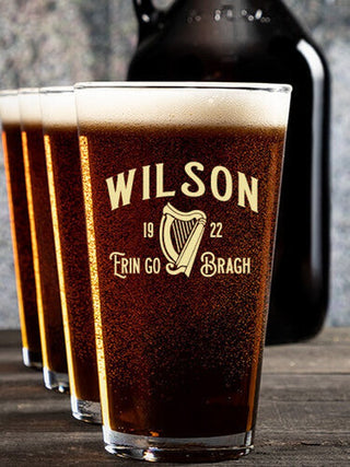 Erin Go Bragh : Growler Pint Glass Gift Sets - Color Printed
