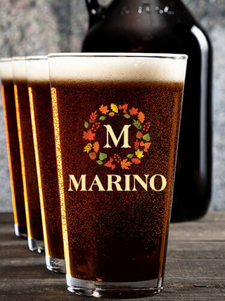 Fall Monogram : Growler Pint Glass Gift Sets - Color Printed