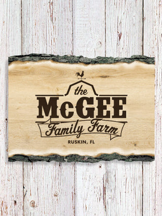Family Farm : Faux Sliced Log Plaque