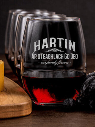 Family Forever : Cheese Board Wine Glass Gift Sets - Engraved