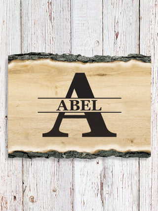 Family Monogram : Faux Sliced Log Plaque
