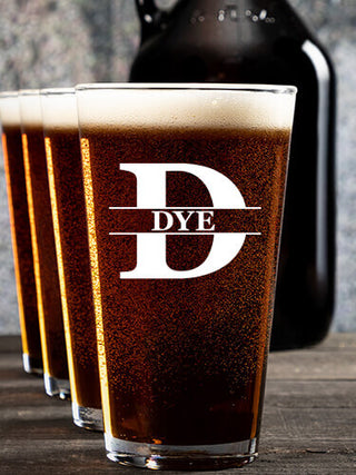 Family Monogram : Growler Pint Glass Gift Sets - Color Printed