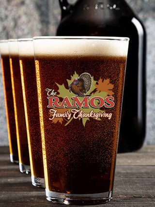 Family Thanksgiving : Growler Pint Glass Gift Sets - Color Printed